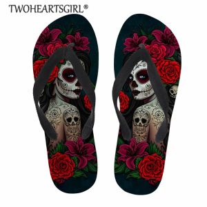 Flops TwoEartsgirl Girls Gothic Stampa pantofole Donne Skull Flip Flops Sandals Summer Flip Flip per scarpe casual da donna