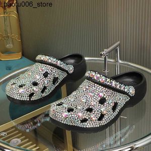 Slipare Womens Summer Luxury Slippers Eva Diamond Decorative Sandals Beach Slide Flip Soft Fashion Casual Shoes 35-41 Q240318