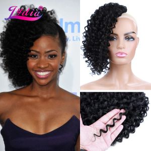 Chignon Chignon Lydia Synthitic High Puff Afro Afro Kinky Curly Bang OneSideパーツヘアピース110g/PCのChignon Clips毎日女性用