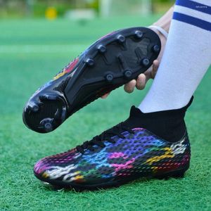 American Football Shoes High Top Soccer Men Boots Non Slip Boys Sneakers Futsal Field Cleats Trend Youth Training Trainers Chuteira Black