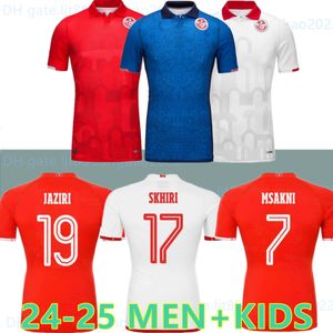 2024 2025 Tunisia Squadra nazionale Uomini Bambini MSAKNI HANNIBAL Maglie da calcio MAALOUL SLITI KHENISSI 24 25 Home Red Away 3rd SLITI Maglie da calcio Uniformi a maniche corte top