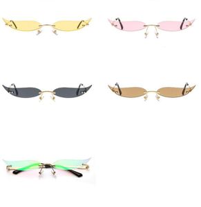 Moda olho de gato óculos de sol feminino marca de luxo designer metal pequeno quadro personalidade óculos de sol uv400 óculos de sol máscaras eyewear1271686