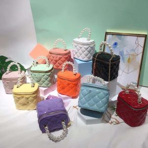 Crianças bolsas de diamante INS meninas pérolas um ombro caixa sacos crianças PVC geléia crossbody saco de princesa S1211