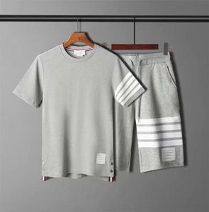 Men TShirts pure brown large size M5XL 6XL thom cotton Loopback Jersey Knit Engineered Summer wear stripe Sweatshirt Crewneck Pu8773381