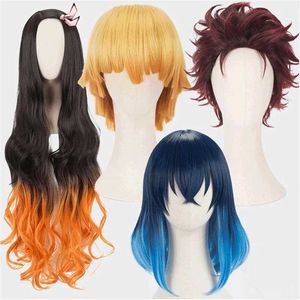 Synthetic Wigs Anime Uzui Tengen Kochou Kanae Kamado Nezuko Kanroji Mitsuri Rui Hashibira Inosuke Sabito Cosplay Wig+Wig Cap 240328 240327