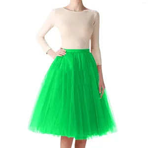 Kjolar kvinnor tyll tutu kjol midi klänning veckad dans lolita prinsessan petticoat jupe femme party puffy vestido