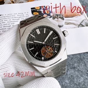 남자 고급 자동 기계식 시계 42mm 투어 빌론 다이얼 ​​클래식 시계 디자이너 시계 904L 스테인리스 스틸 스트랩 방수 사파이어 시계 Orologio