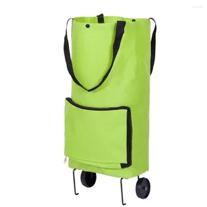 Storage Bags 1Pc Folding Shopping Cart Bag Eco-friendly Tugboat Portable Oxford Cloth Grocery Tote Pulling Wheel