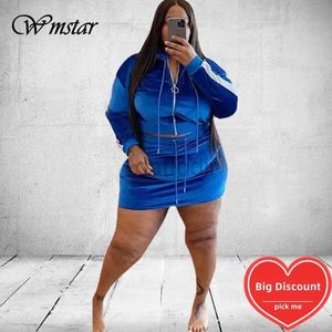 Tute da donna Wmstar Plus Size Abbigliamento donna Tuta in velluto Set Felpa con cappuccio Gonne Set Abiti coordinati Dropshipping all'ingrosso 24318