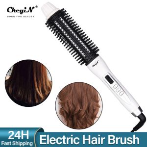 Irons LCD Display Heated Round Irons Hair Brush Electric Ceramic Curling Wand Curler Hair Salon Curler Brush Wave Lady Beauty Comb