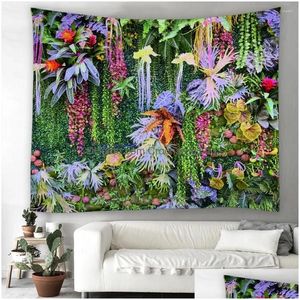 Tapestries Tropical Plant Grass Tapestry Flower Green Wall Hanging Tyg Bohemian Art Home Decor Printing Carpet Yoga Mat Drop Deliver DHQBF