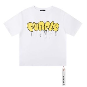 Mor T Shirt Erkek Tasarımcı T-Shirts Erkekler Unisex Sıradan Kısa Kollu Mor Letter Baskı Hip Hop Sokağı Kısa Tee