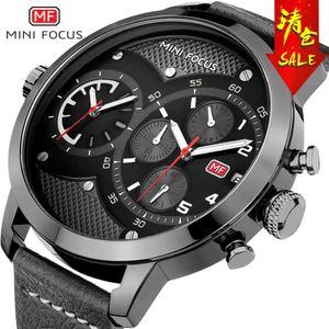 brand Dual Movement Personalized Men's Watch Calendar Luminous Waterproof Leather Strap 0030G