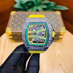 Richa Carbon Fiber Milles Green Mens Automatic Automatic Mechanical Watched Out Out Luminous Tape الشخصية خفيفة الوزن