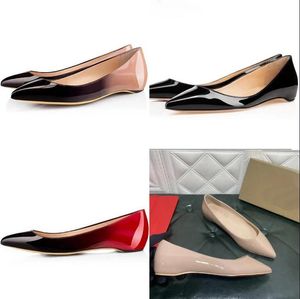 Ballerinas, modische Damenschuhe, schwarzes Lackleder, neue Marke, rote Unterseite, flache Ballerinas, mehrfarbig, lässiger Loafer, glänzende Slip-On-Schuhe, Schuh mit Staubbeutel-Box, Größe 35–42