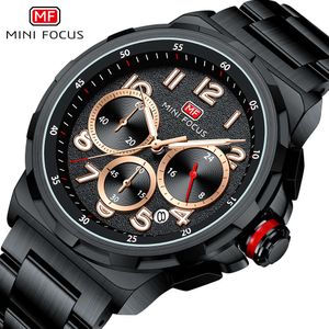 MINI FOCUS Модные деловые водонепроницаемые кварцевые многофункциональные мужские часы со стальным ремешком 0492G