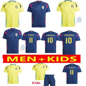 24 25 Suécia Seleção Nacional IBRAHIMOVIC FORSBERG Homens Camisas de Futebol LARSSON EKDAL ISAK 2024 2025 Home Away Camisas de Futebol Adulto e Crianças Manga Curta