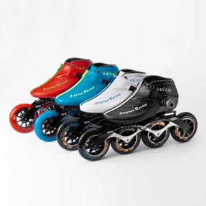 Sapatos CityRun 4 rodas 110mm Speed Speed Skates Sapatos Sapatos de patinação de fibra de carbono Baot azul zip preto 100mm 90mm Maratona de corrida PS Pro