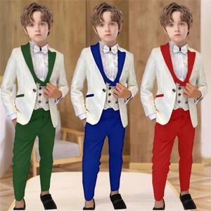 Paisley 4-Piece Classic Boys Suit Set Formal Kids Tuxedo Pantsuit jacketVestPantsBow-tie Kids Wedding Party Prom Dresswear 240318