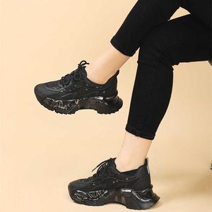 HBP icke-varumärkes ungdomsstudent Chunky tjock sula Lace Up Slip Resistant Footwear Luxury Fashion Leather Trend Black Girl Ladies Shoes for Women