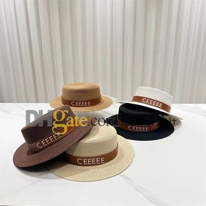 Luxury Top Hat Sommarsemester Flat Straw Hat Brodery Letter Kvinnor Outdoot Hatt Sun Visor Beach Bucket Hats