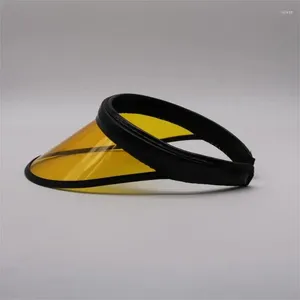 Berets Outdoor Men And Women Fashionable Yellow Color High-Quality Plastic Sheet PVC Sunshade Hats Sun Visor Caps For Beach Camping