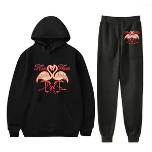 Herren Trainingsanzüge Flamingo Flim Flam Love Birds Hoodie Jogger Hosen Mode Zweiteiler Set Damen Herren Anzüge