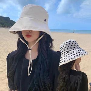 قبعات صياد مزدوجة من جانب النساء للنساء ربيع الصيف الرباط في الهواء الطلق القبعات حماية الأشعة فوق البنفسجية واسعة الحافة كوريا القبعة غير الرسمية