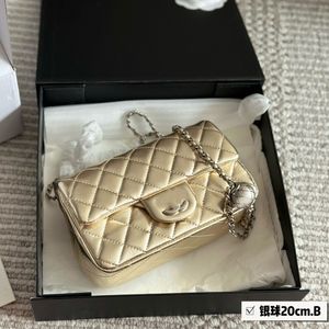 WOC Gümüş Top Zincir Çanta Moda Kadın Omuz Çantası Deri Elmas Altın Donanım Metal Toka Lüks Çanta Kart Ayarlama Zinciri Crossbody Çanta Makyaj Çantaları 20cm