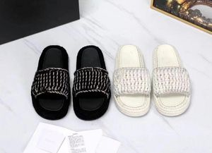 Designer luxury slipper sandals coco classical flats women fashion mules slippers sandal tweed genuine leather slide lambskin casual shoes flip flops 35-41