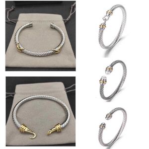 braccialetto di lusso bracciali con cavi DY pulsara gioielli firmati donna uomo argento oro Testa di perla polsino a forma di X Bracciale David Y gioielli regalo di Natale 5MM Nuovo 2024