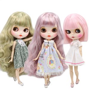 ICY DBS Blyth doll white dark skin joint body glassy matte face Can Changed Makeup and Dress DIY special 16 bjd 240307
