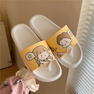Pantofole da donna Nuova moda cartone animato carino amanti interni casa non slitta bagno bagno fresco pantofole 2410