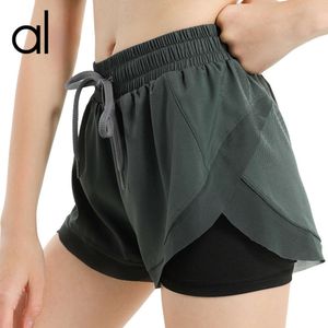 2024Aloyoga Frauen Sommer Sport Shorts frauen Lose Schnell Trocknend Laufen Fitness Anti Blend Hohe Taille Tanz Yoga Hosen Großhandel Preis marke Bewegung Shorts