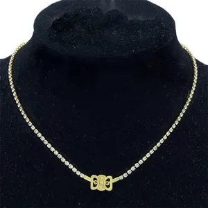 Designer smycken kvinna halsband klassisk pläterad guldkedjor för män vridna retro mode pendell diamant halsband fest gåva zh176 e4