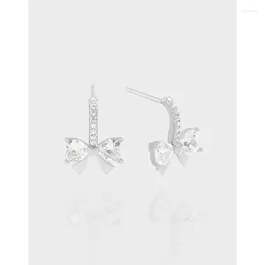 Studörhängen S925 Sterling Silver Trendy CZ Stone Bow Party utsökt utformad öronstuds smycken Uttalande gåvor