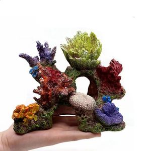 Aquarium Decor Reef Coral Polyresin Coral Ornaments Fish For Tank Coral Decor Artificial Harts Cave House Coral Decorati 240307