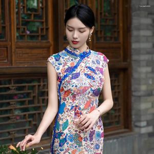 Sukienki swobodne Simeizi Hanfu w chiński styl Cheongsam damskie odzież 2024 Summer Silk Retro Ulepszona sukienka klasyczna Qipao