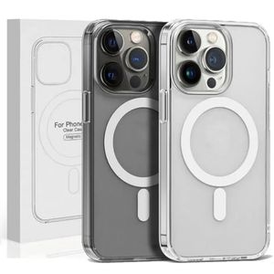 Magsoge Transparent Cases Magnetic Wireless Charging Case för iPhone 15 14 12 11 13 Pro Max Mini XR XS 7 8 Plus SE Back Cover