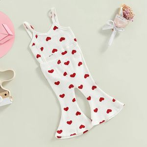طباعة قلب Baby Girls مجموعة من رومبير على أكمام مع سروال مرن الخصر