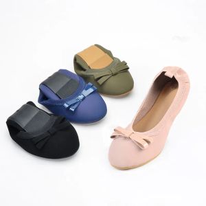 Квартиры Bowtie Flats обувь женщин роскошные бренд складные балетные балеты Женская мода неглубокая лодка скользить на лоферах Mocasines Mujer