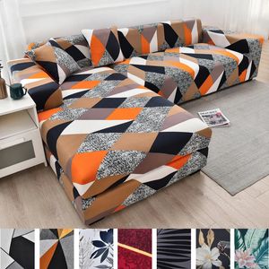 Square lattice printed couch cover sofa cover elastic slipcovers for pets chaselong protector L shape anti-dust machine washable 240306