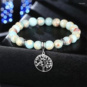 Strand High Quality Amazonite Stone Tree Of Life Charm Bracelet Men Adjustable Handmade Yoga Jewelry Chakra Bracelets For Women Gifts