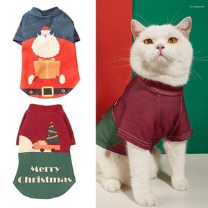 Hundkläder husdjurskläder julfjäder höst tröja maskin tvättbart lapptäcke färg katt xmas tryck 2-ben skjorta leveranser