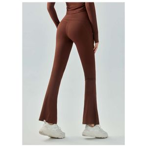 Lu Align Align Lu Zitronen-Schlaghose, Yoga mit hoher Taille und schönem Gesäß, lässige Micro-Pull-Fiess-Hose, elastische, schmale, enge Hose mit weitem Bein