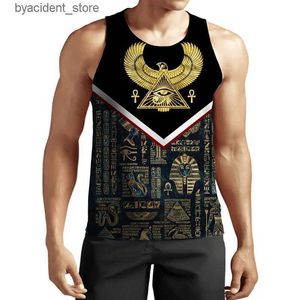 Men's Tank Tops New 3D Printing Funny Summer Ancient Egyptian Pharaoh Tank Top Fashion Men Women Tracksuits Crewneck Hip Hop Vest Size S-7XL L240320