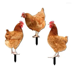 Garden Decorations Outdoor Chickens Decor Stakes Oultry Ornament Ground Plug Lifelike Rooster Signs For Decoration Lawn
