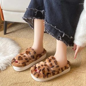 Slippers Fluffy For Women Winter Home Warm Flat Table Slide Soft Plush Interior House Shoes Stylish And Comfortable