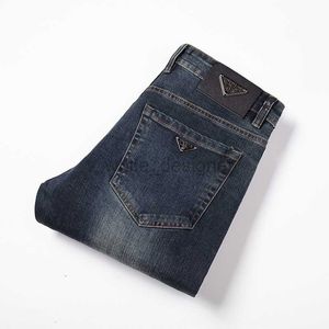 Designer men's jeans Autumn and Winter New Jeans Men High end European Business Small Straight Leg Brand Blue Black Pants