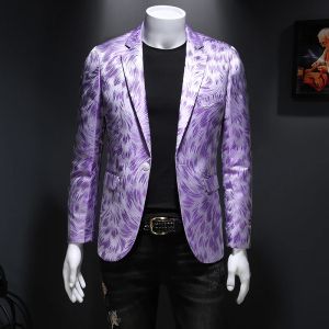 Jackets Spring Luxury Embroidery Men Blazers New Men Gold Yarn Casual Suit Jacket Stage Dress High Quality Wedding Business Bleazer Man